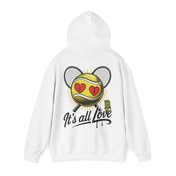 It’s all Love-Themed Hooded Sweatshirt, Unisex Hoodie for Couples, Valentine’s Day Gift, Cute Graphic Sweatshirt, Stylish Streetwear
