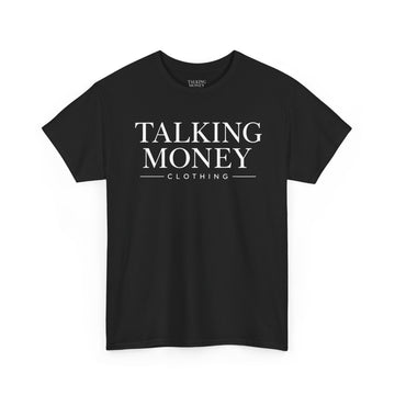 Talking Money Clothing — Minimalist Black Graphic T‑Shirt Featuring “TALKING MONEY” Logo
