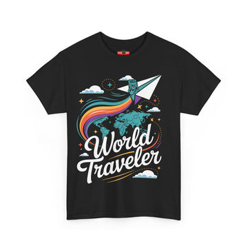 World Traveler Unisex Heavy Cotton Tee - Perfect for Adventure Lovers