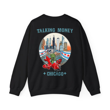 Talking Money Chicago Sweatshirt — Chicago Skyline & Money Crab Crewneck