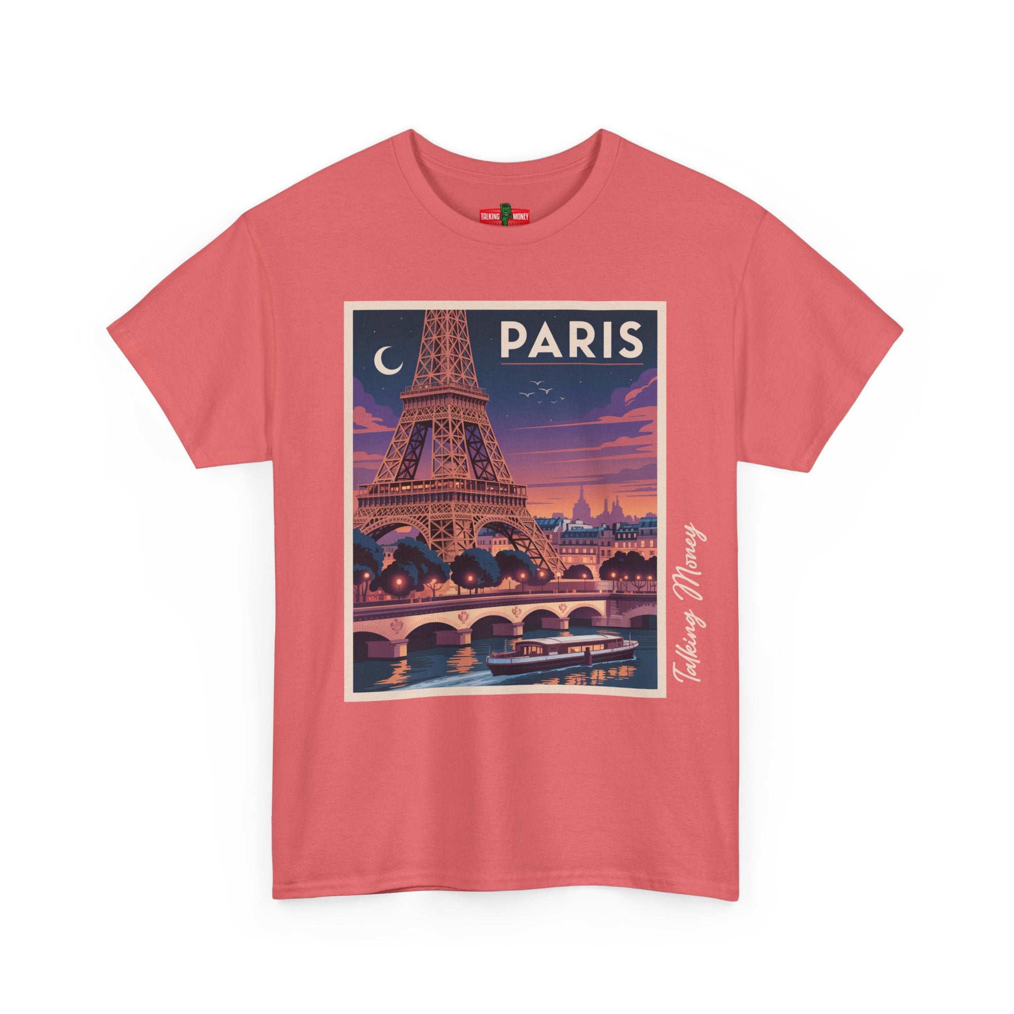 Retro Paris Postcard Graphic Tee, Vintage Eiffel Tower Shirt, Unisex Travel Gift, Parisian Style T-Shirt, Vacation Souvenir Apparel