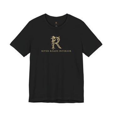 River Roads Interior Logo T-Shirt — Elegant Gold Monogram Tee